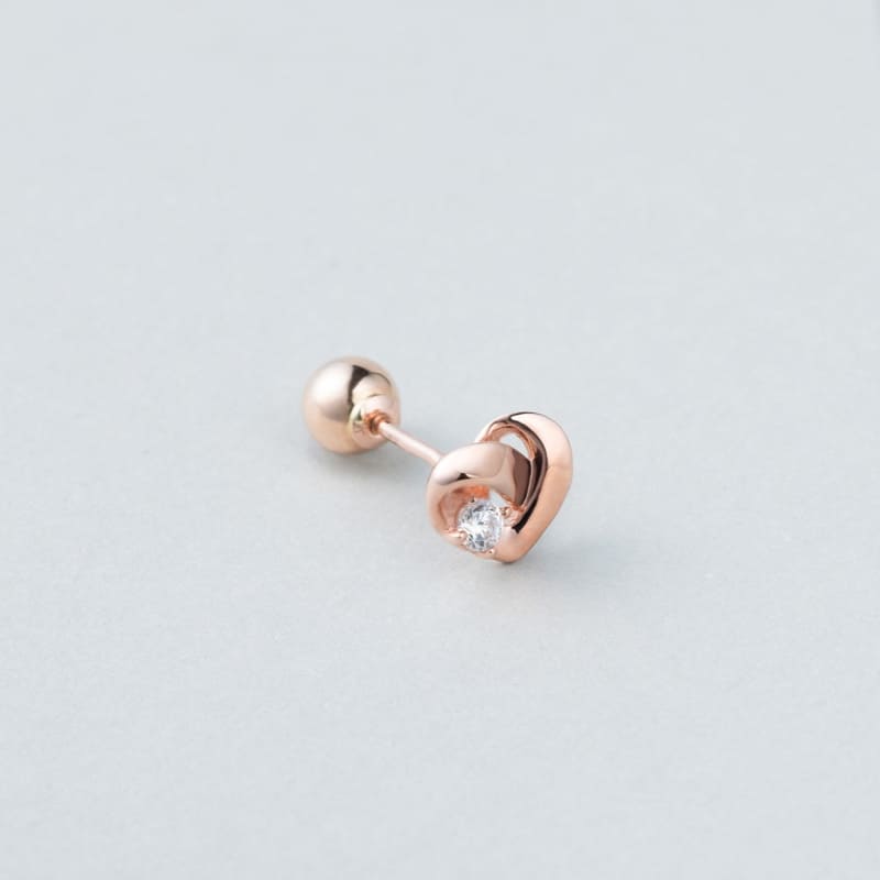 K14 結び ハート スクリュー ピアス / 14K Heart Knot Piercing