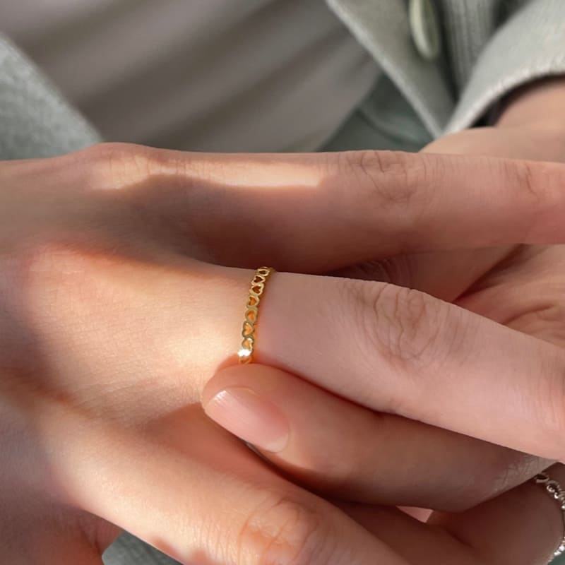 シルバーハートリンク 細い リング / Silver Heart Link Thin Ring