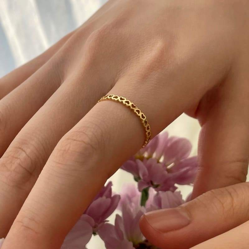 シルバーハートリンク 細い リング / Silver Heart Link Thin Ring