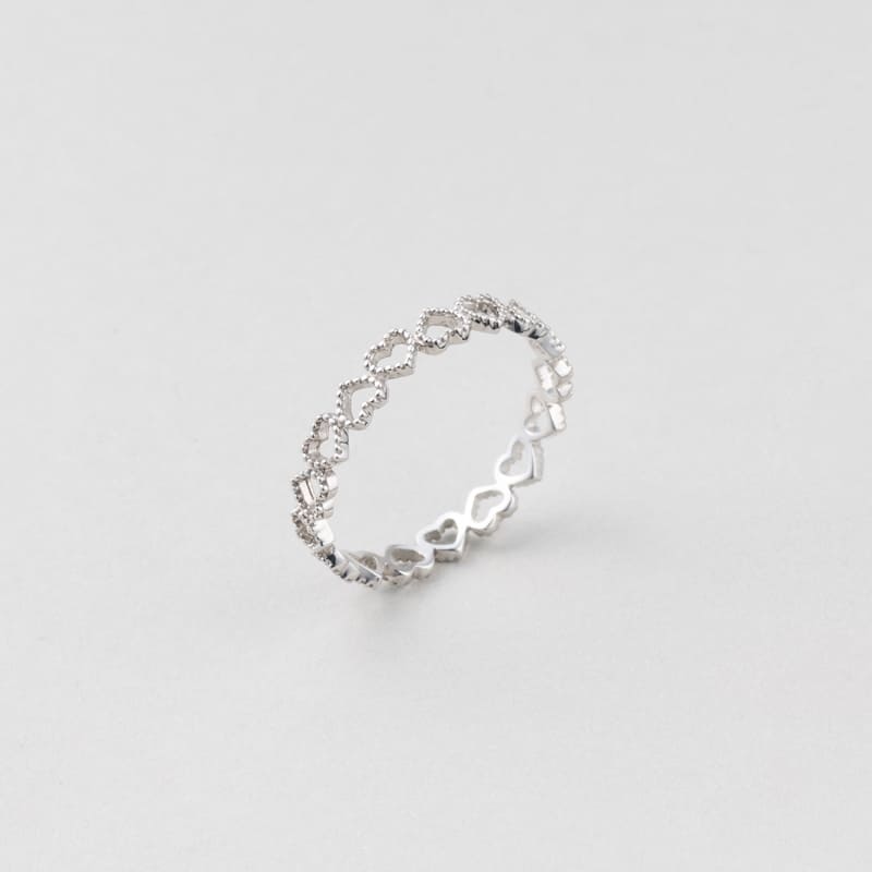 シルバー ミルグレイン ハート パターン リング / Silver Milgrain Heart Pattern Ring