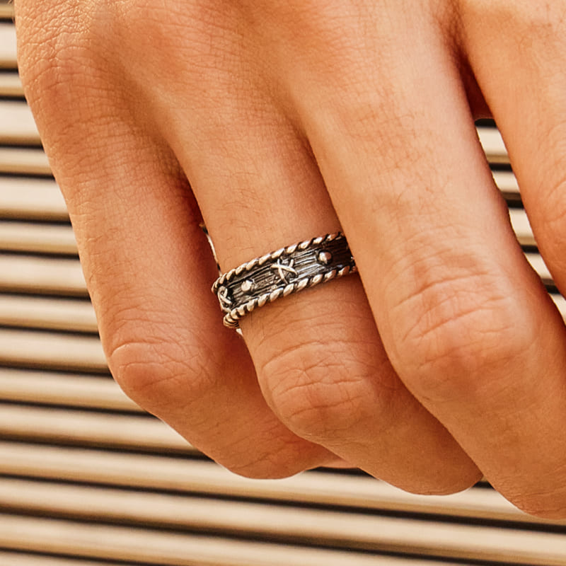 シルバー プラネット パターン リング - スモール / SILVER PLANET PATTERN RING - SMALL