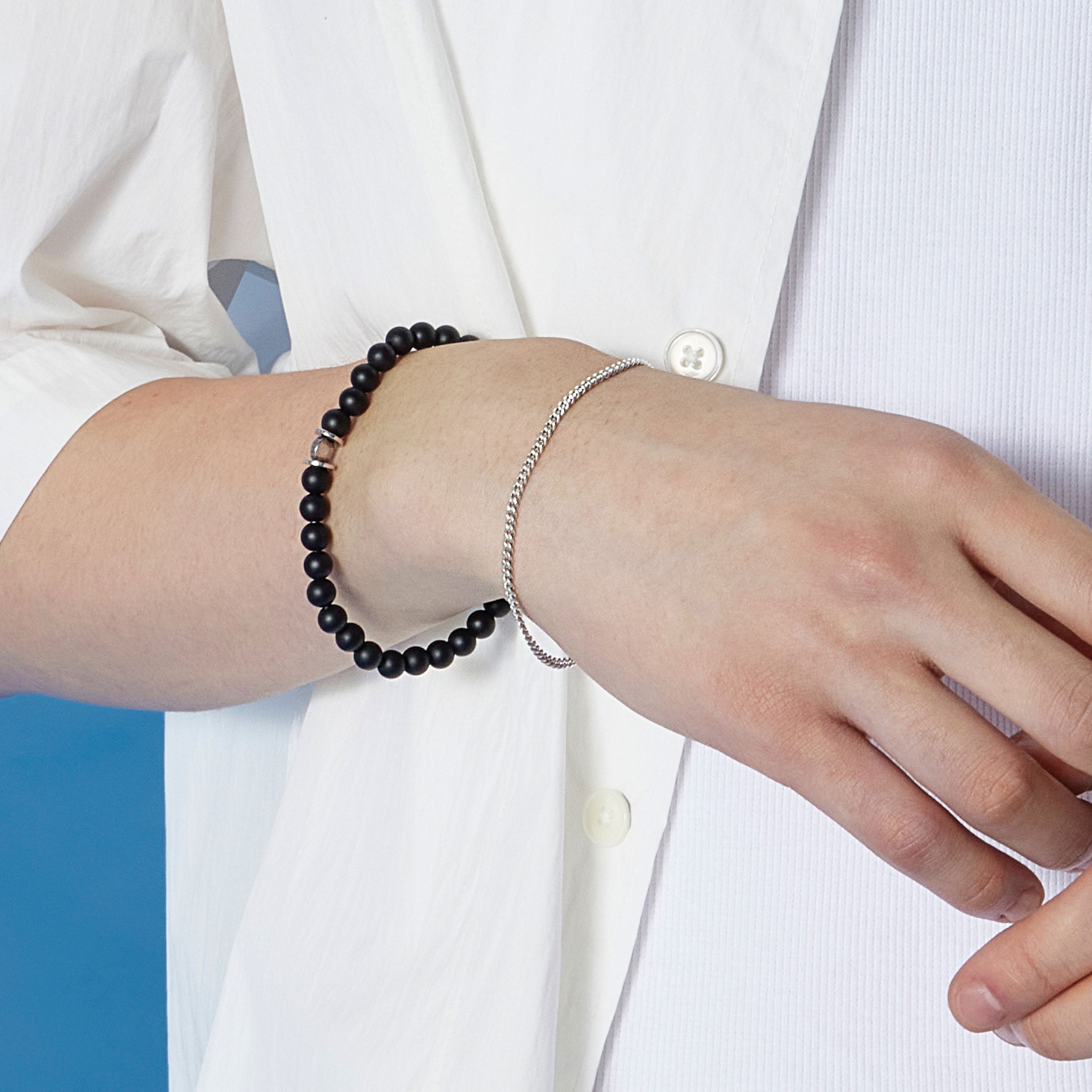 シルバー ベーシック カーブ チェーン ブレスレット / SILVER BASIC CURVED CHAIN BRACELET