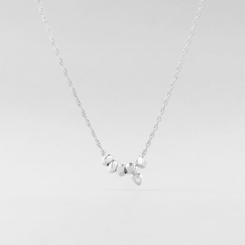 シルバー ラフ ハート ボール ネックレス / Silver Rough Heart Ball Necklace