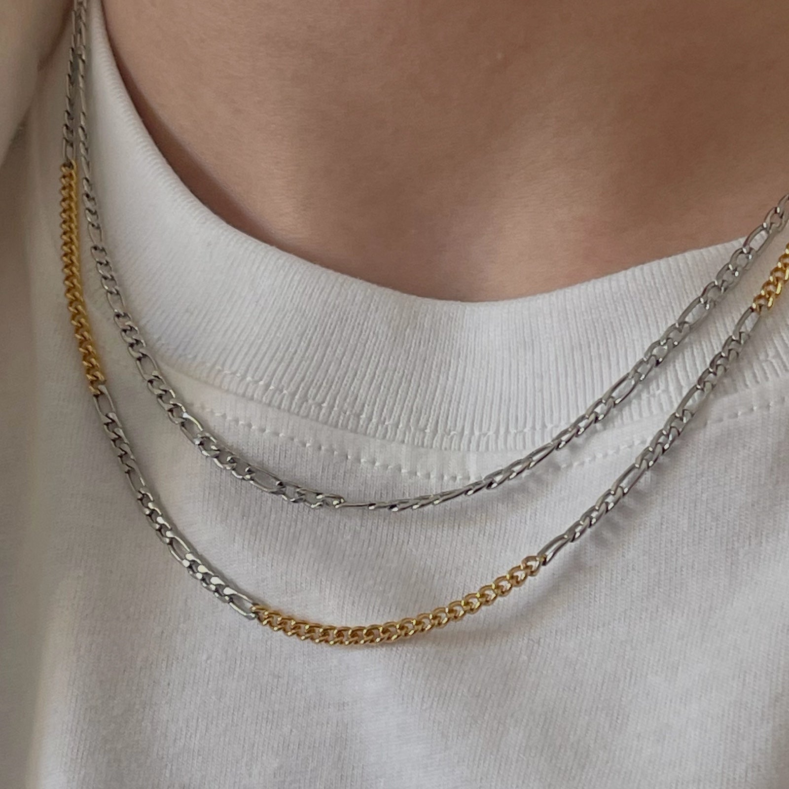 サージカル コンビ ミックス チェーン ネックレス / SURGICAL STEEL COMBI MIX CHAIN NECKLACE