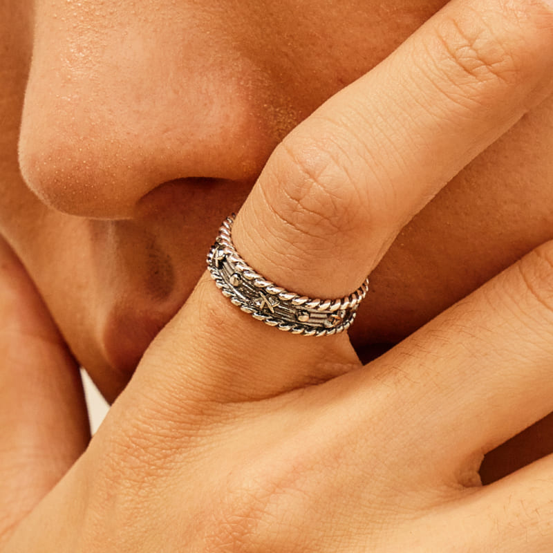 シルバー プラネット パターン リング - スモール / SILVER PLANET PATTERN RING - SMALL