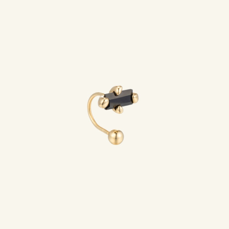 K14 ブラック バゲット ブラン ピアス / 14K Black Baguette Blanc Piercing