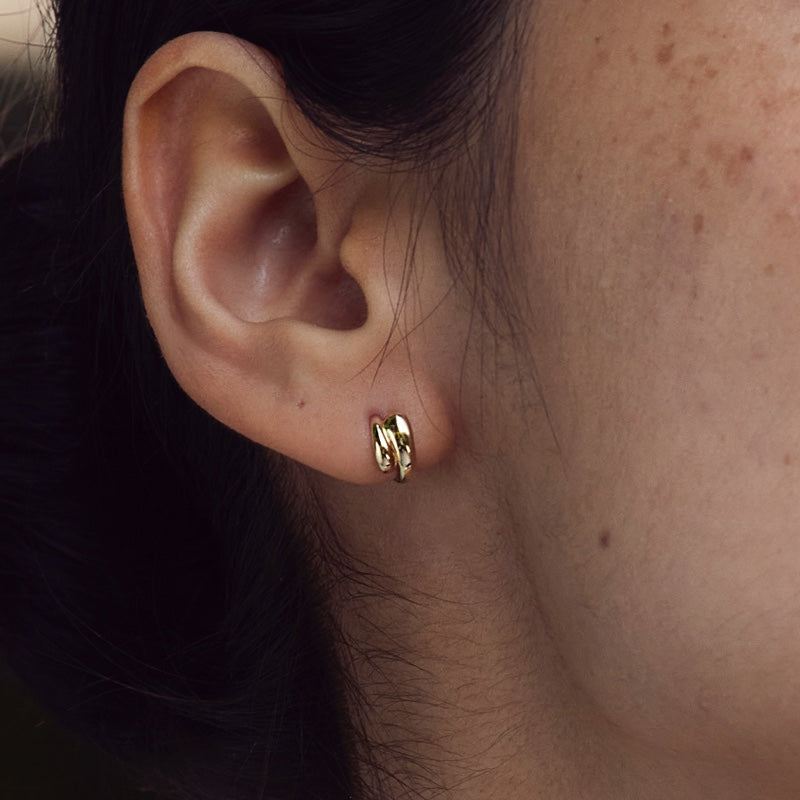K14 ダブル ボリューム ワンタッチ ピアス / 14K Double Volume One Touch Earrings
