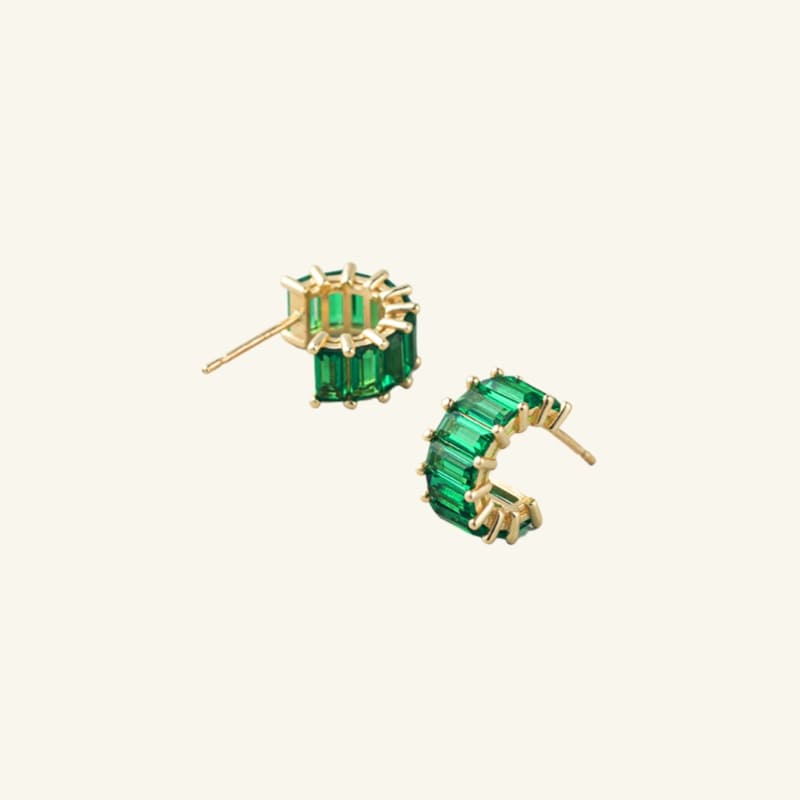 K14 グリーン スクエア ボリューム ピアス / 14K Green Square Volume Earrings