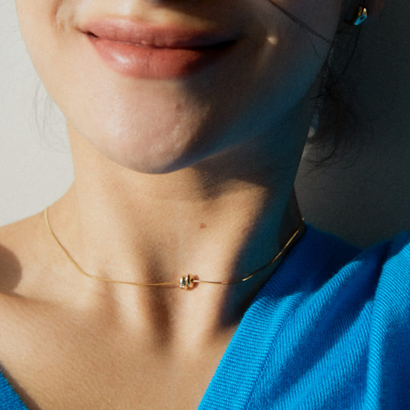 K14 モダン ペブル チェーン ネックレス / 14K Modern Pebble Chain Necklace