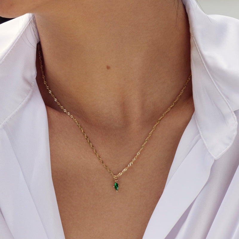 K14 グリーン マーキーズ デイリー ネックレス / 14K Green Marquise Daily Necklace