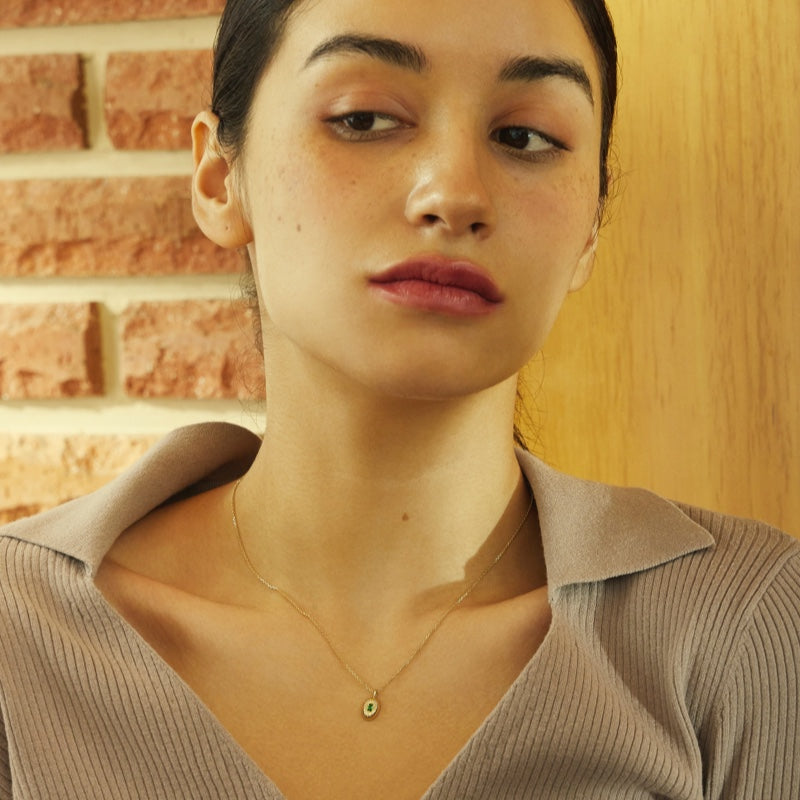 K14 グリーン オーバル シャイン ネックレス / 14K Green Oval Shine Necklace