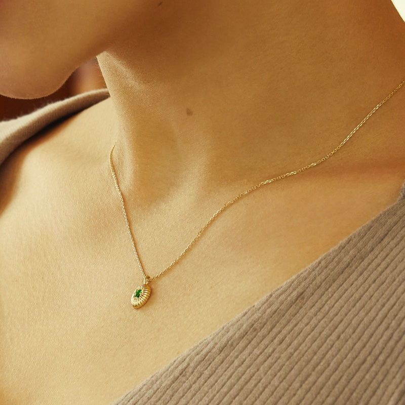K14 グリーン オーバル シャイン ネックレス / 14K Green Oval Shine Necklace