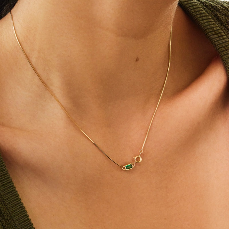 K14 グリーン ナチュラル フレーム チェーン ネックレス / 14K Green Natural Frame Chain Necklace |  アモンズ – amondz