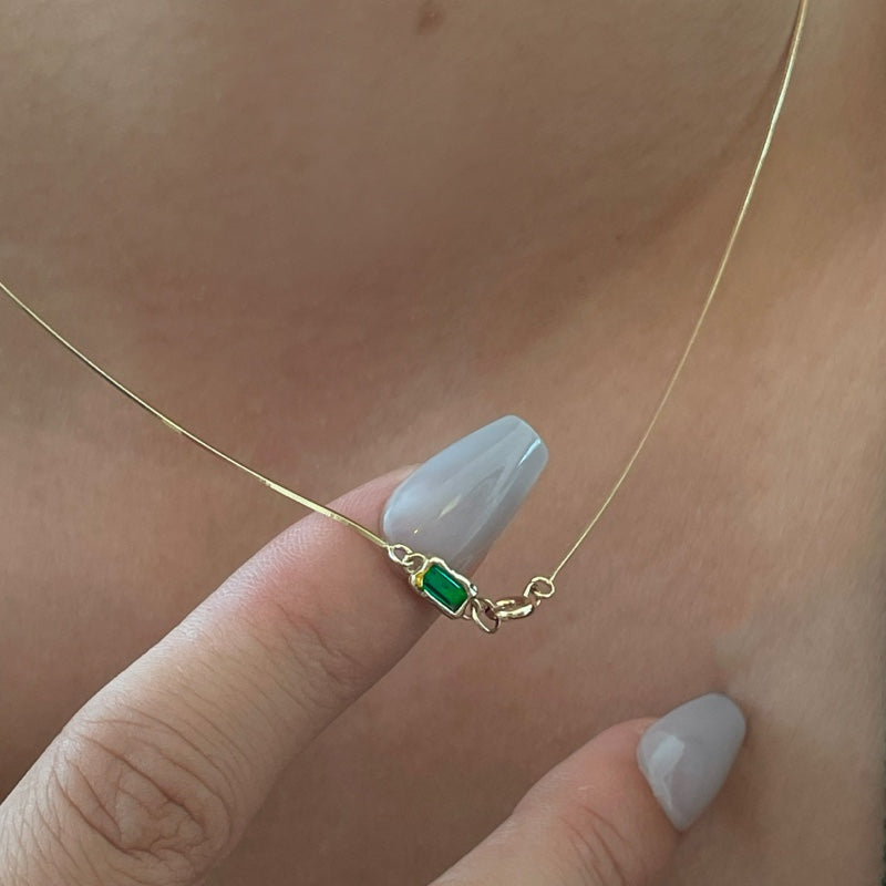 【月刊アモンズ 20% クーポン】 K14 グリーン ナチュラル フレーム チェーン ネックレス / 14K Green Natural Frame Chain Necklace