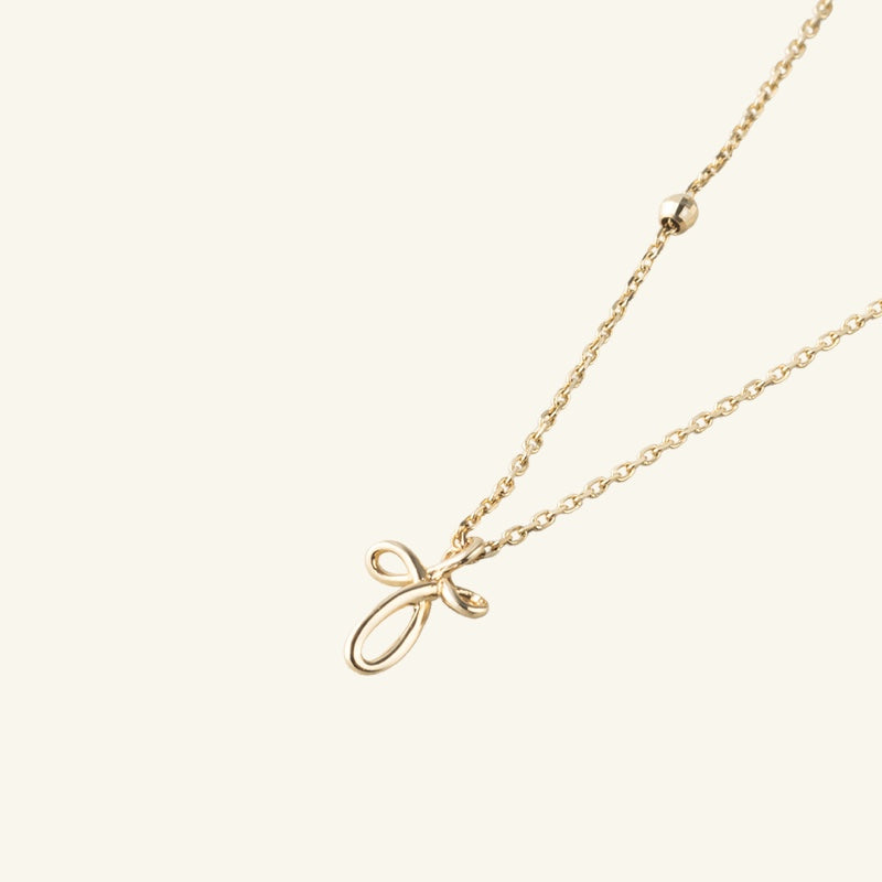 K14 ライン クロス ネックレス / 14K Line Cross Necklace