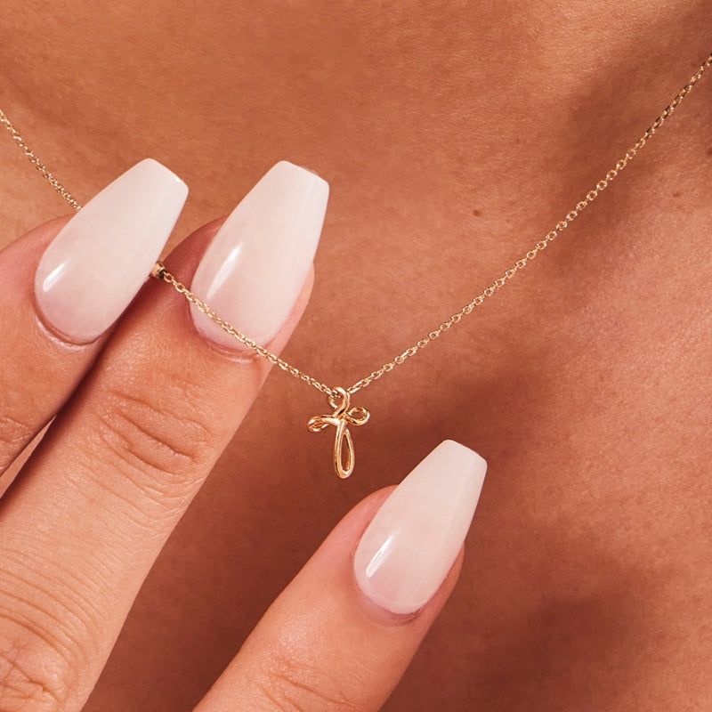 K14 ライン クロス ネックレス / 14K Line Cross Necklace