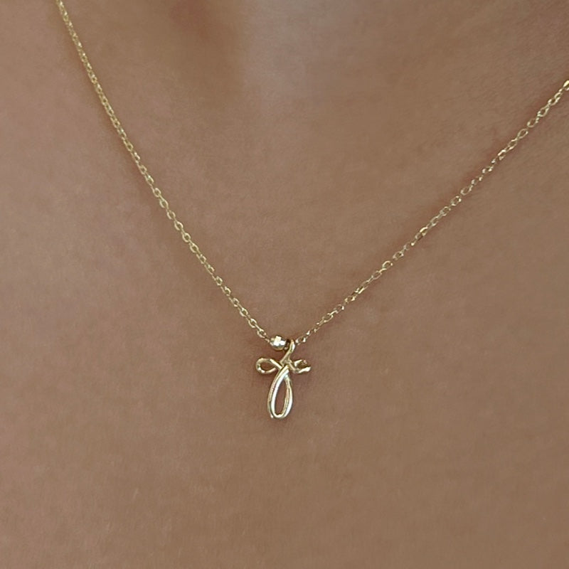 K14 ライン クロス ネックレス / 14K Line Cross Necklace