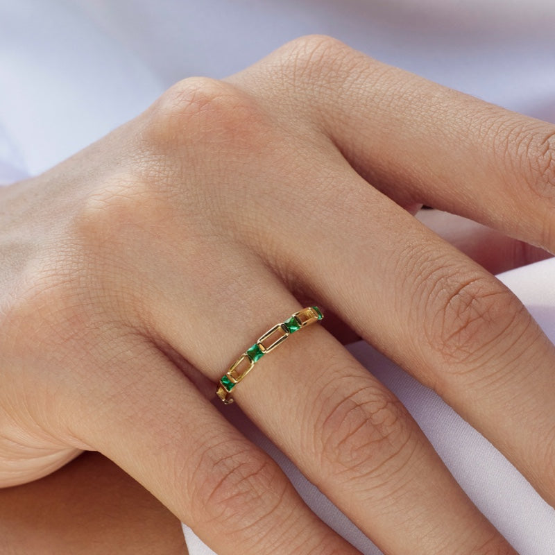 K14 グリーン スクエア クリップ リング / 14K Green Square Clip Ring