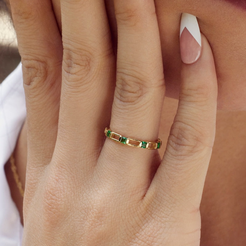 K14 グリーン スクエア クリップ リング / 14K Green Square Clip Ring