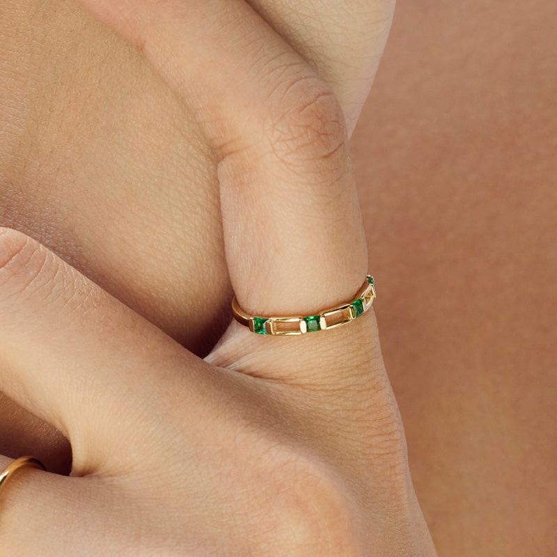 K14 グリーン スクエア クリップ リング / 14K Green Square Clip Ring