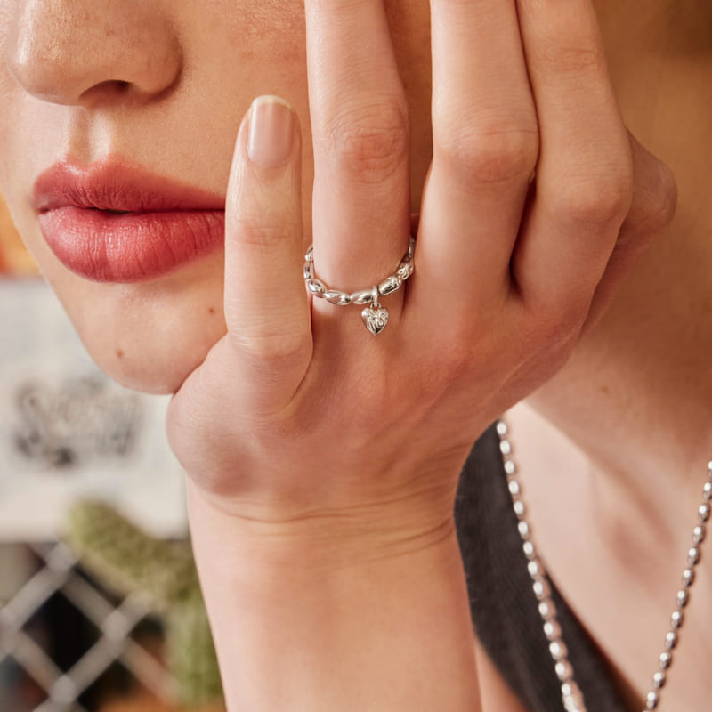 HAPPY PLACE エンボス ハート シルバー リング / HAPPY PLACE EMBOSSING HEART SILVER RING