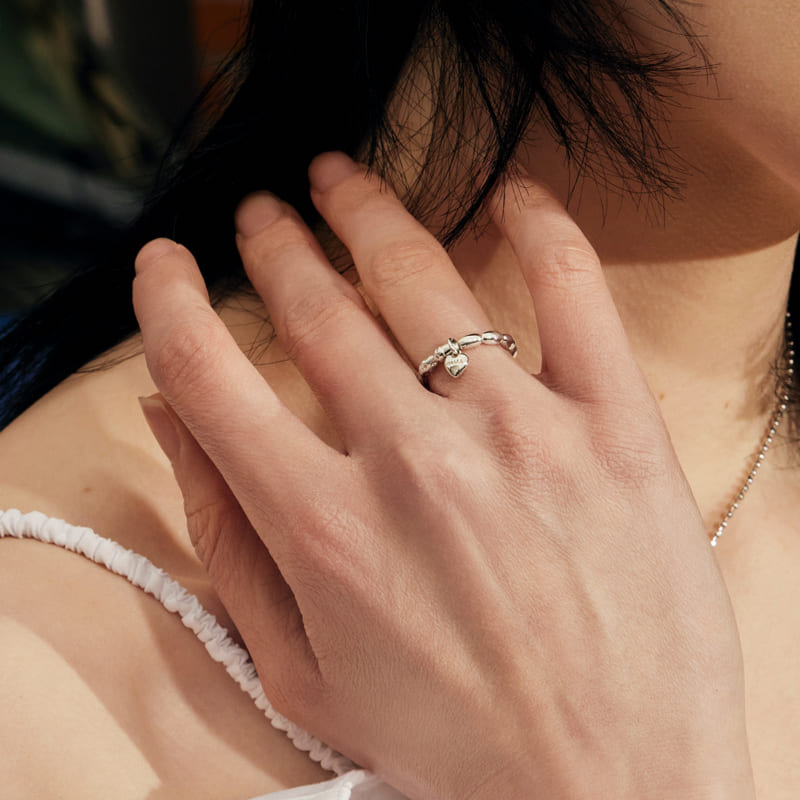 HAPPY PLACE エンボス ハート シルバー リング / HAPPY PLACE EMBOSSING HEART SILVER RING