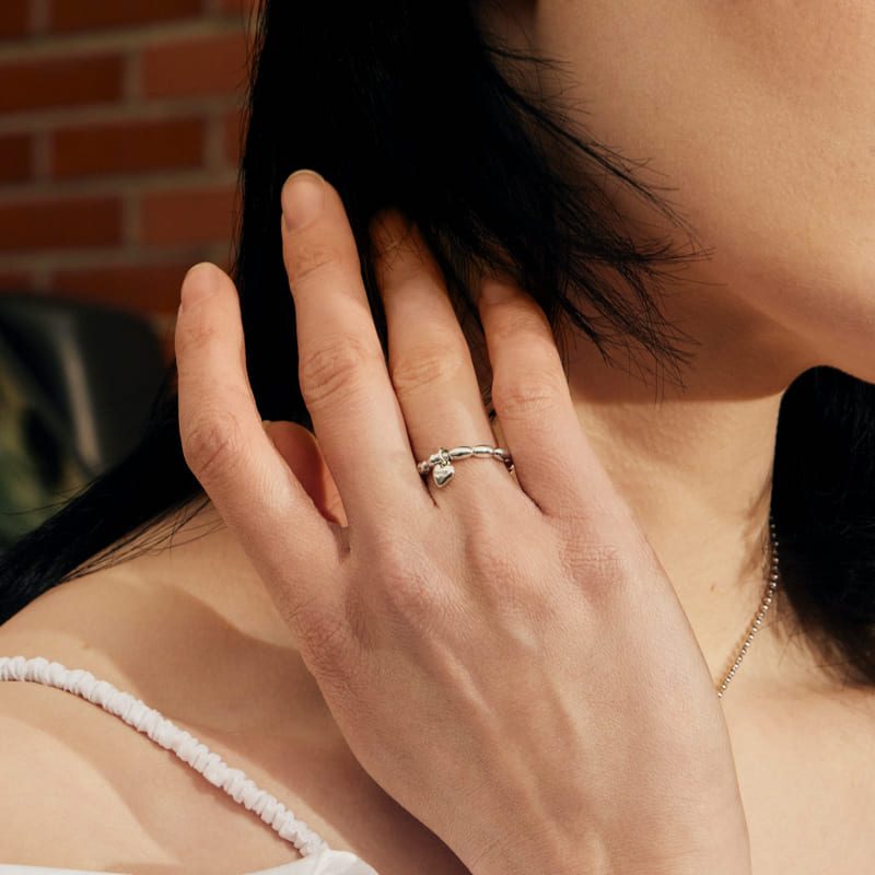 HAPPY PLACE エンボス ハート シルバー リング / HAPPY PLACE EMBOSSING HEART SILVER RING