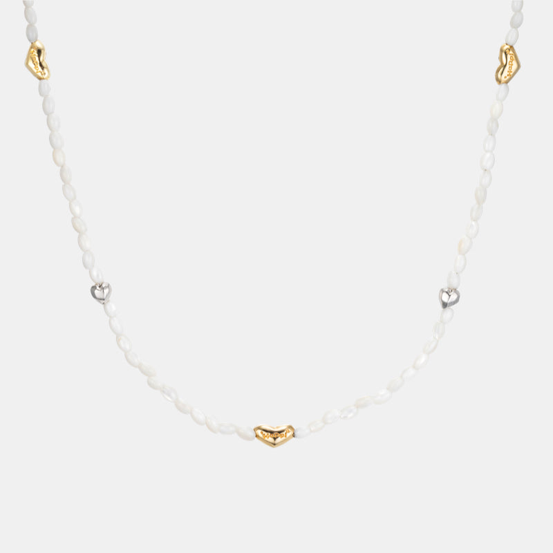 HAPPY PLACE ハート コンビ ホワイト 螺鈿 ネックレス / HAPPY PLACE HEART COMBI WHITE NACRE NECKLACE