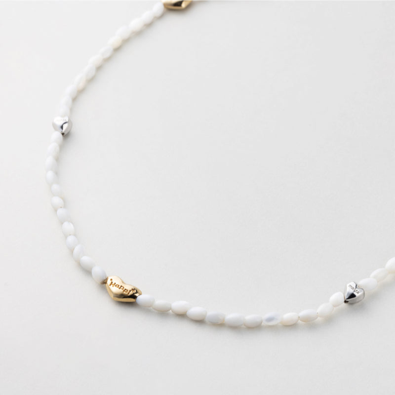 HAPPY PLACE ハート コンビ ホワイト 螺鈿 ネックレス / HAPPY PLACE HEART COMBI WHITE NACRE NECKLACE