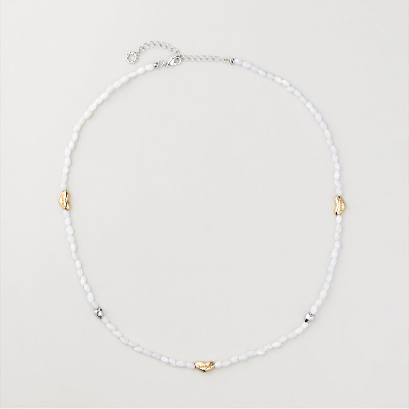 HAPPY PLACE ハート コンビ ホワイト 螺鈿 ネックレス / HAPPY PLACE HEART COMBI WHITE NACRE NECKLACE
