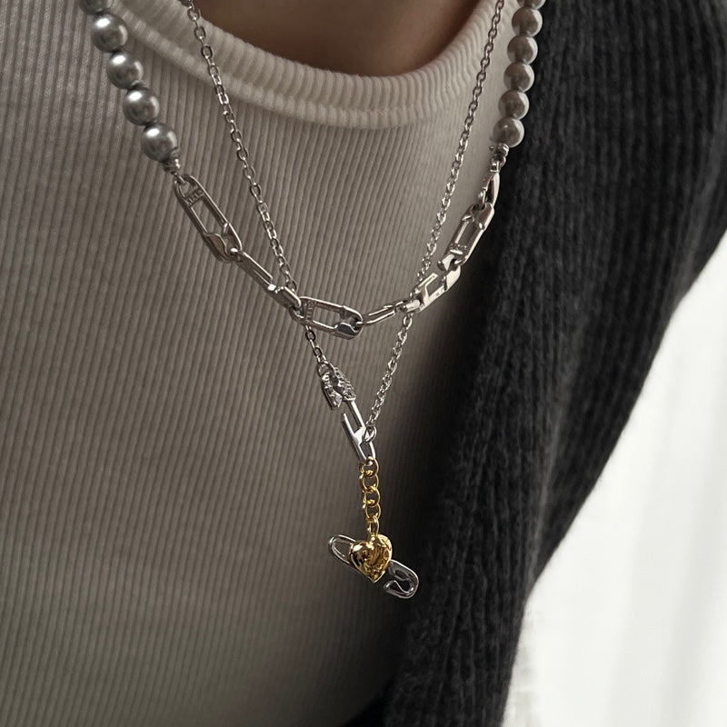 he:art V2 ダブル セーフタイピン コンビ ネックレス / he:art V2 DOUBLE SAFE PIN COMBI NECKLACE