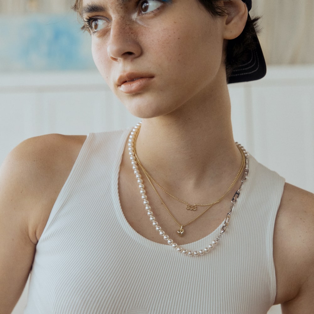 he:art セーフタイピン 2WAY パール ネックレス / he:art Safetypin Two Way Pearl Necklace