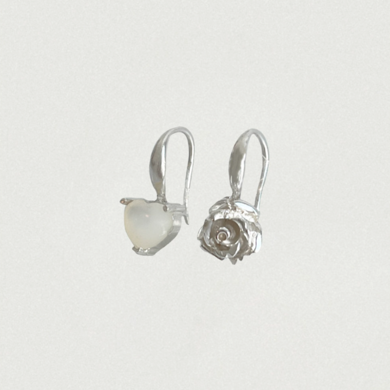HEART FLOWER WHITE SHELL EARRING