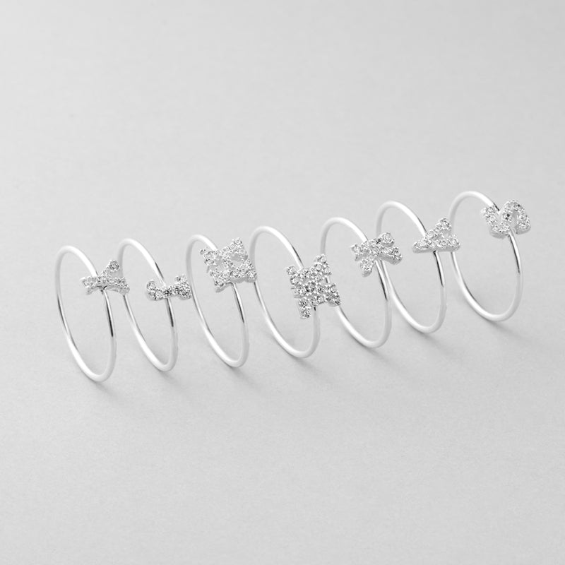 Silver Petite Initial weamondz Ring