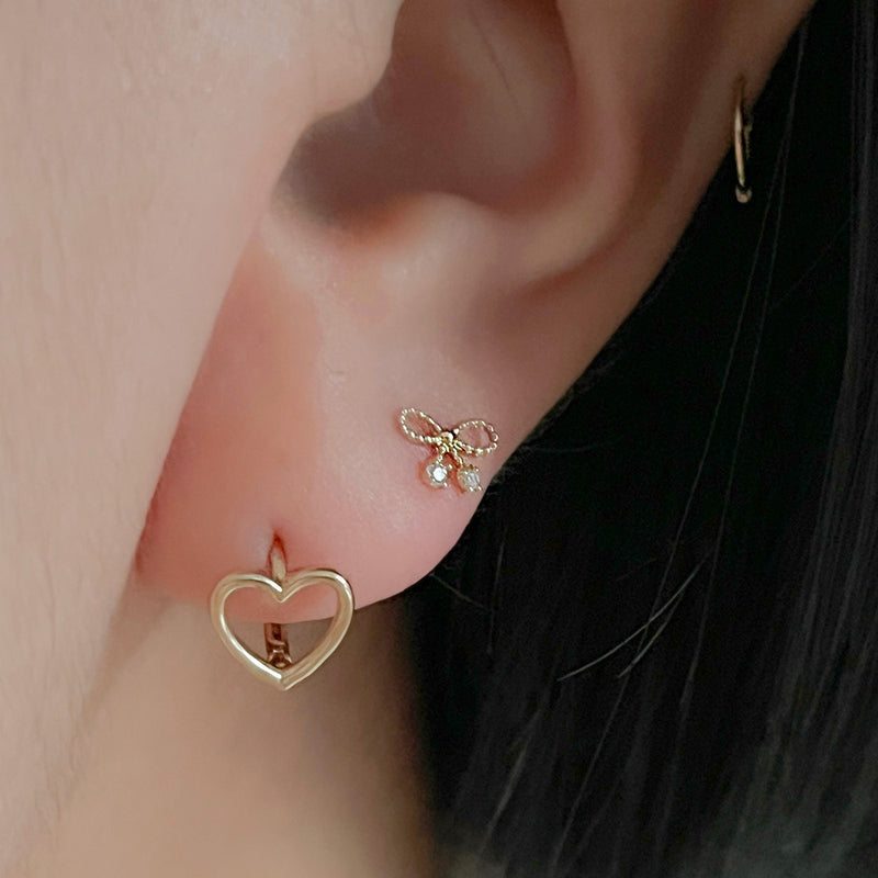 K14 Heart One Touch Earrings