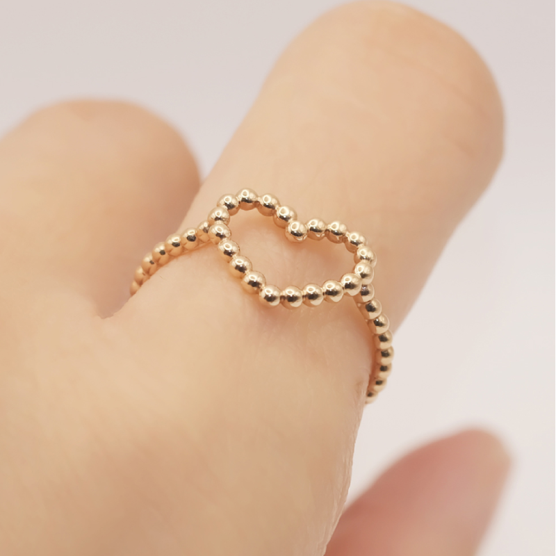14K ボールボール ハートリング