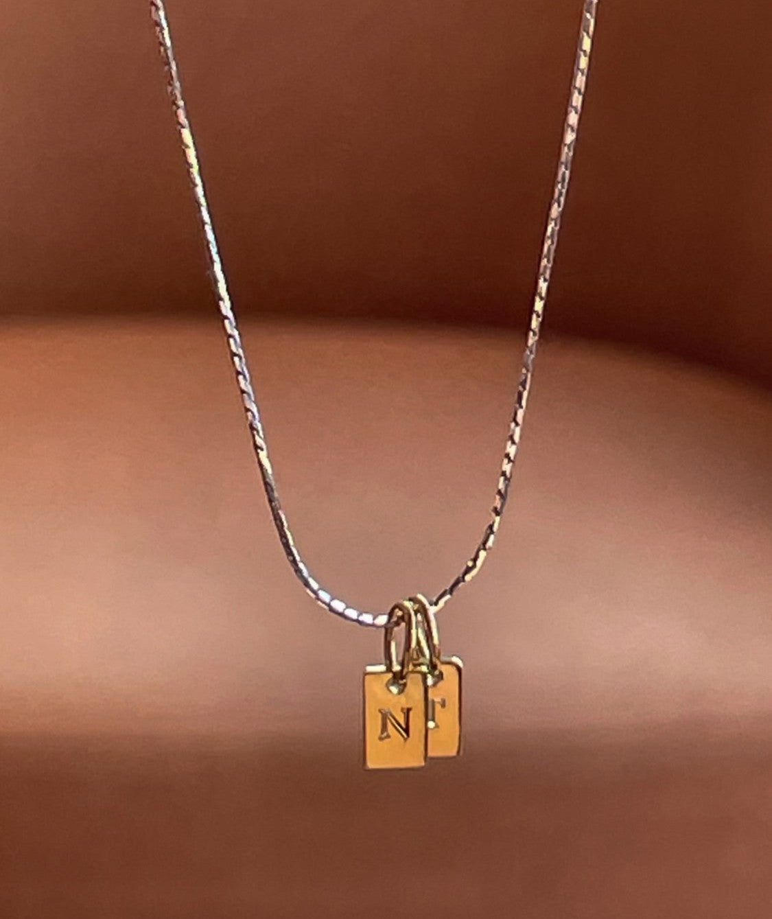 シルバー コンビ イニシャル タグ ネックレス / Silver Combi Initial Tag Necklace