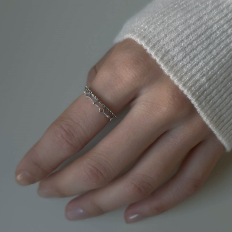 925 Clover thin ring