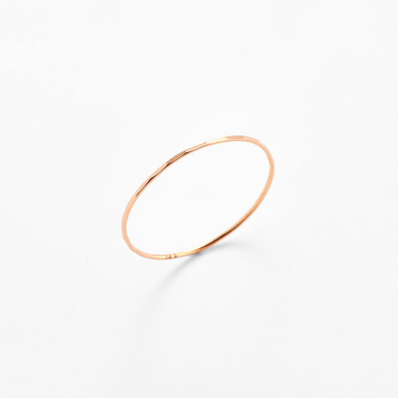 K14 ローズ ゴールド ベーシック レイヤード モダン カット 細い リング / 14K Rose Gold Basic Layered Modern Cutting Thin Ring
