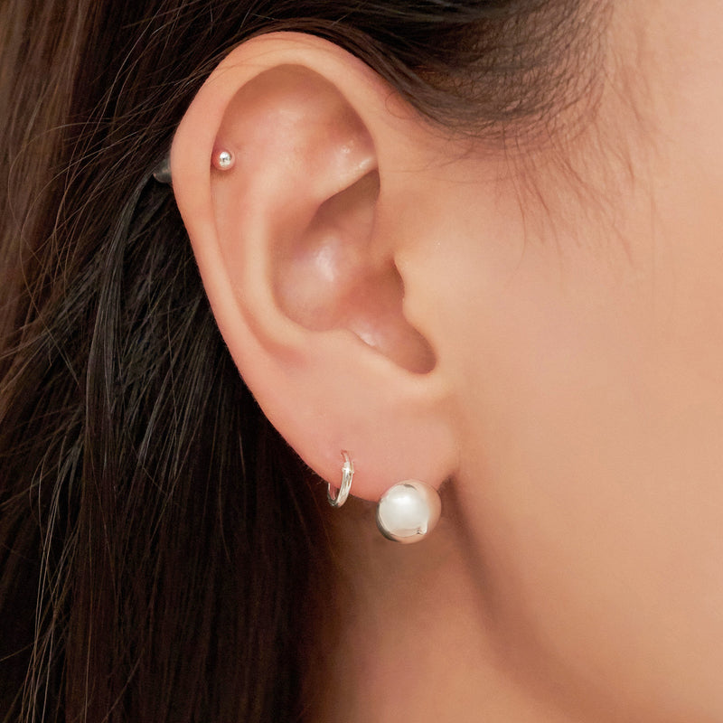 シルバー ベーシック スリム ワンタッチ ピアス / Silver Basic Slim One-Touch Earrings
