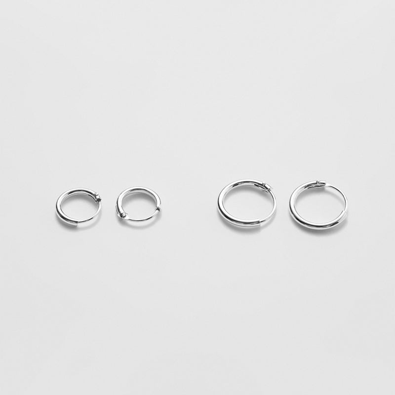 シルバー ベーシック スリム ワンタッチ ピアス / Silver Basic Slim One-Touch Earrings