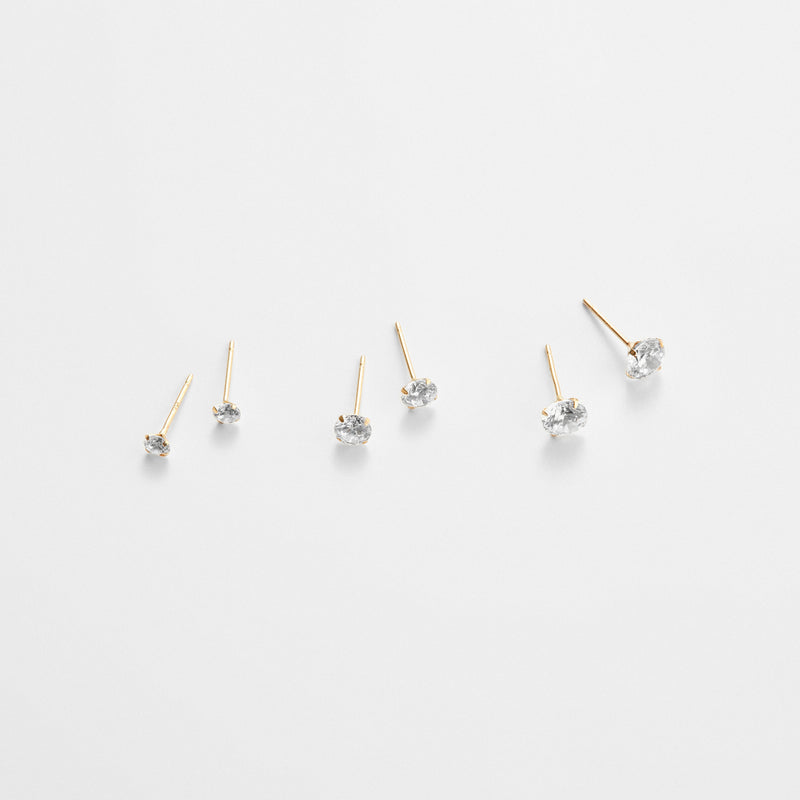 K14 イエロー ゴールド ベーシック ストーン ピアス / 14K Yellow Gold Basic Stone Earrings