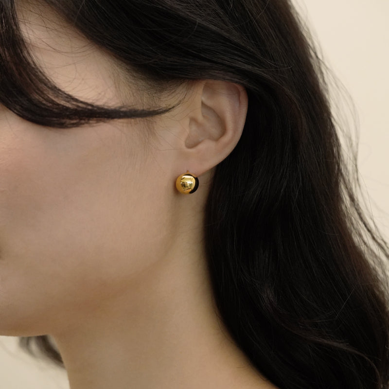 シルバー ボール ワンタッチ ピアス / Silver Ball One-Touch Earrings yellow