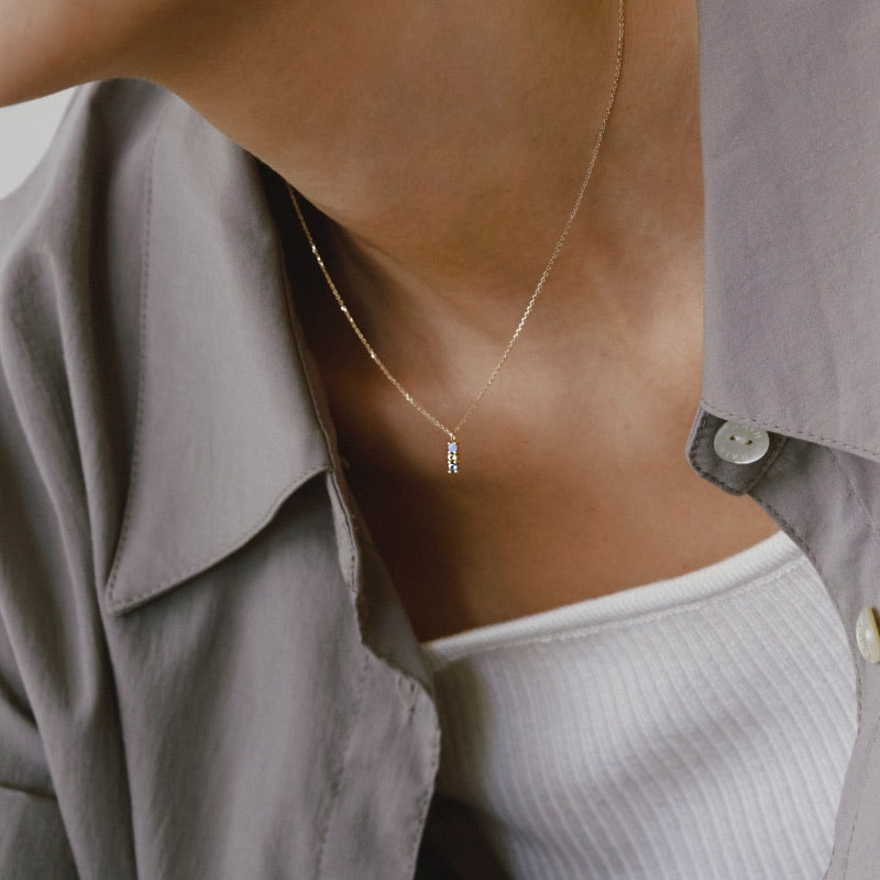 【CLEARANCE LAST SALE】 K14 イエロー ゴールド 3カラー ストーン クロス ネックレス / 14K Yellow Gold Three Color Stone Cross Necklace