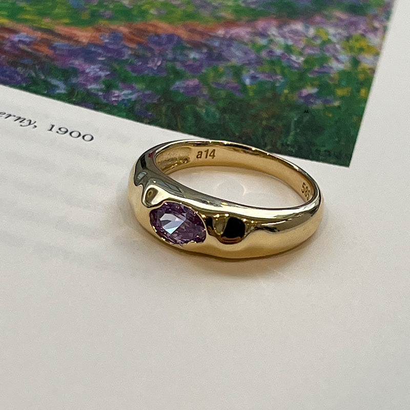 K14 ナチュラル グレース ボリューム リング:ラベンダー / 14K Natural Grace Volume Ring - Lavender