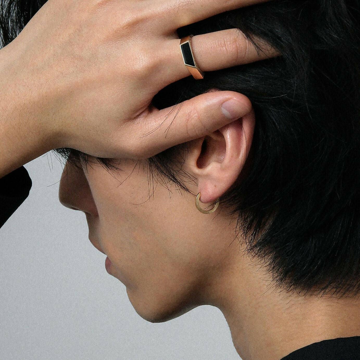 K10 フラット フープピアス:スモール / 10K flat hoop pierced earring - small