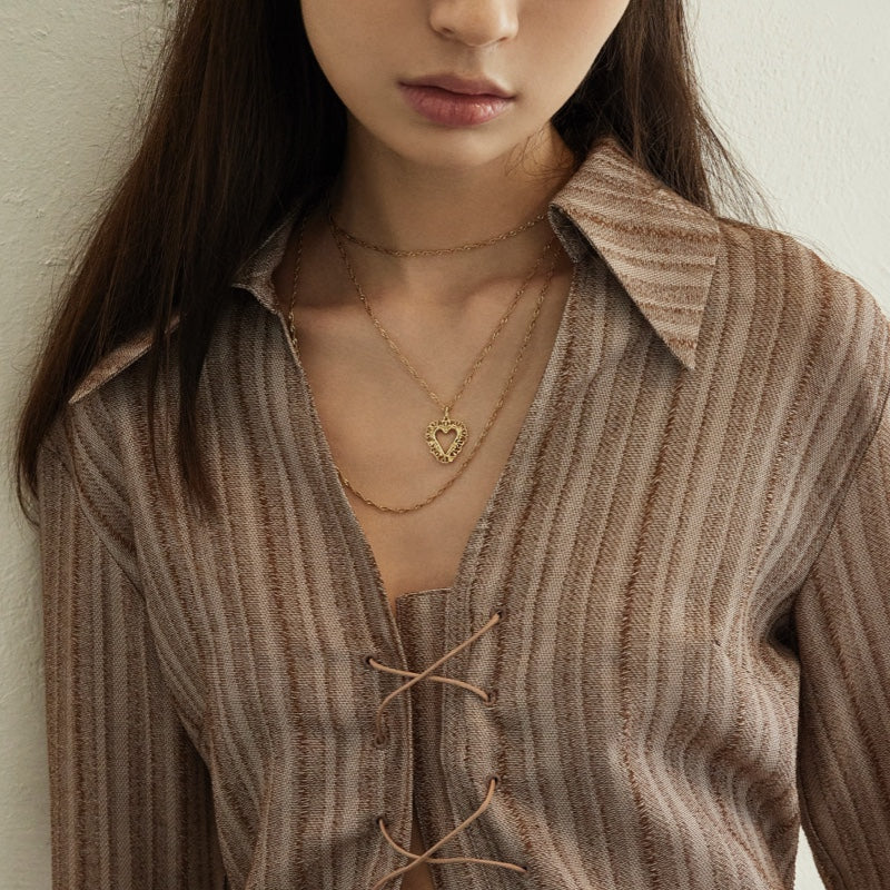 ROMANCE レース ハート トリプル ネックレス / ROMANCE LACE HEART TRIPLE NECKLACE