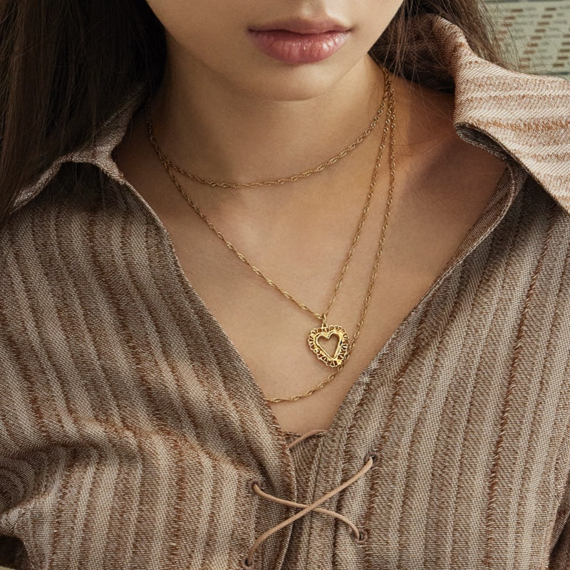 ROMANCE レース ハート トリプル ネックレス / ROMANCE LACE HEART TRIPLE NECKLACE