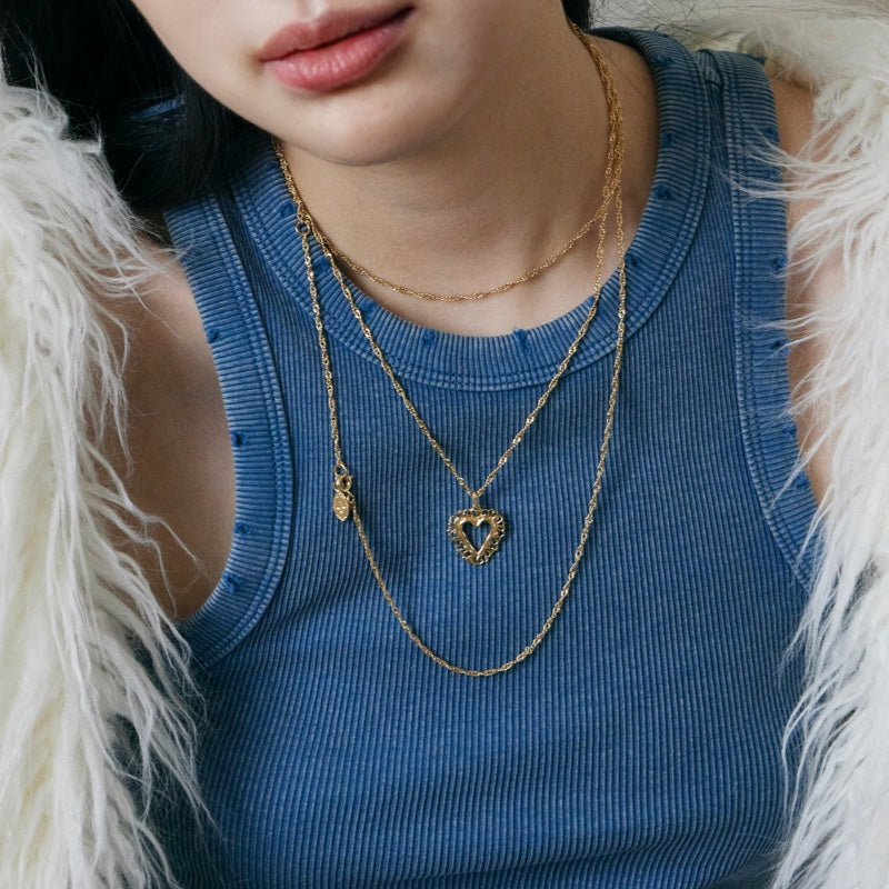 ROMANCE レース ハート トリプル ネックレス / ROMANCE LACE HEART TRIPLE NECKLACE