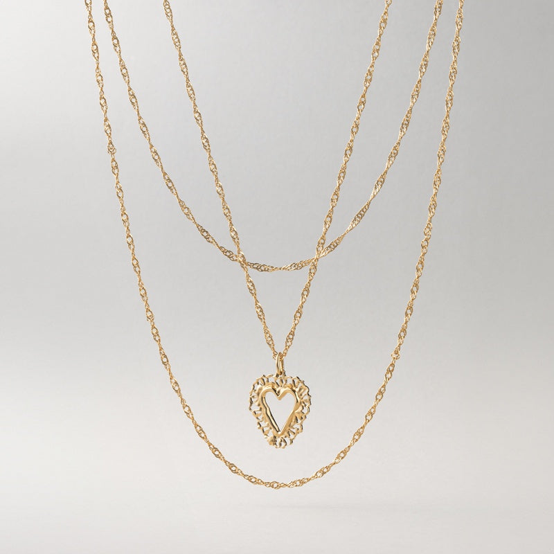 ROMANCE レース ハート トリプル ネックレス / ROMANCE LACE HEART TRIPLE NECKLACE